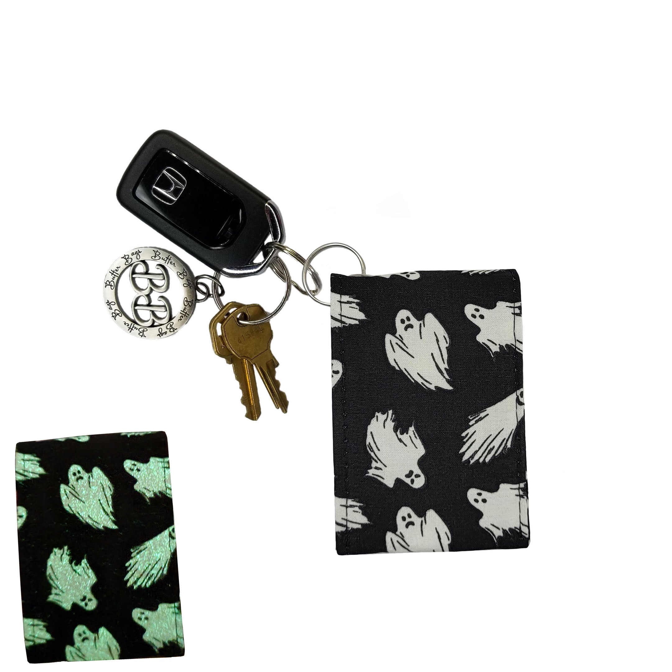 Ghost (black) Glow in the Dark Keychain Wallet