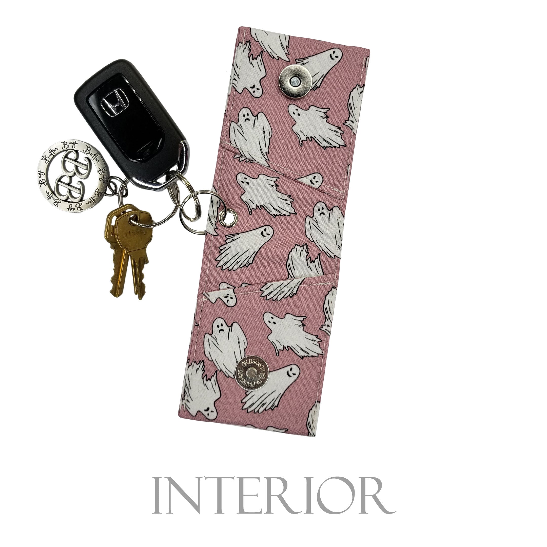 Ghost (pink) Glow in the Dark Keychain Wallet