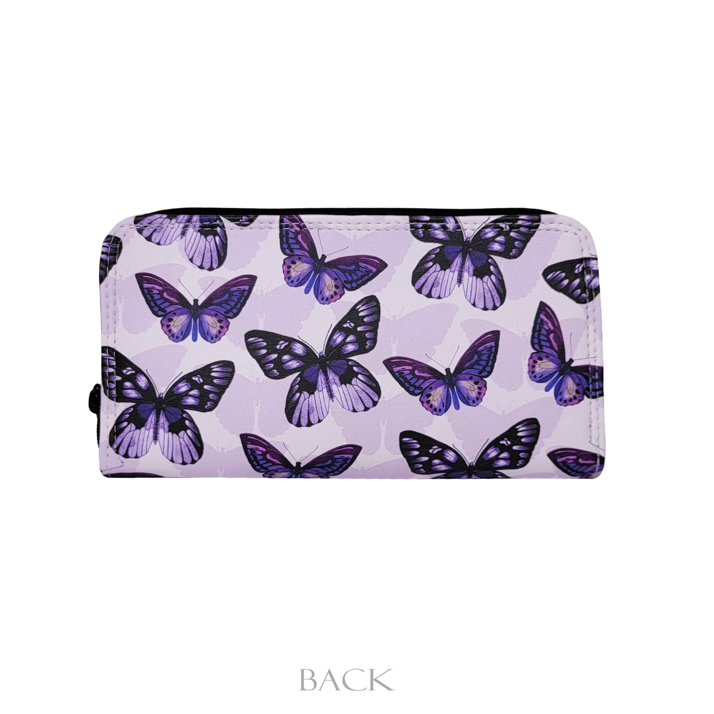 Purple Butterfly Zip Around Wallet