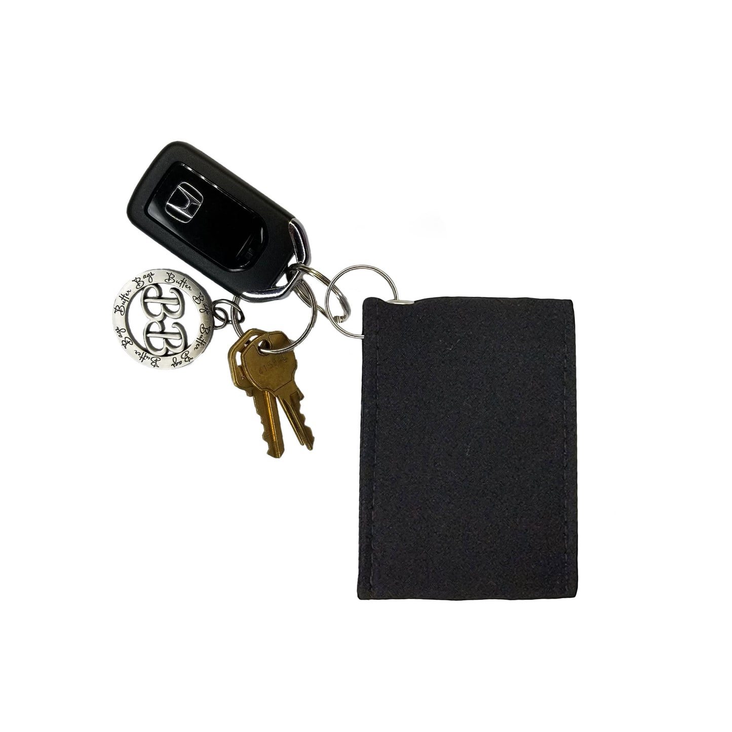 Solid Black Keychain Wallet